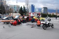 Демонстрация по спасителни действия на пострадали от пътен инцидент се състоя днес